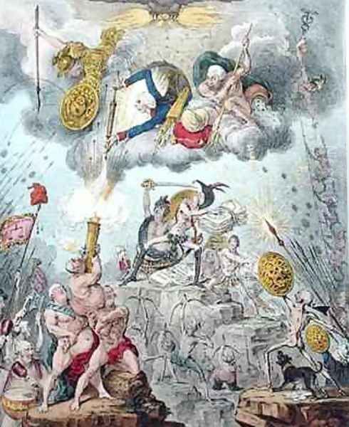 Confederated Coalition or The Giants Storming Heaven Oil Painting by James Gillray