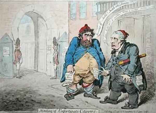 Meeting of Unfortunate Citoyens Oil Painting by James Gillray