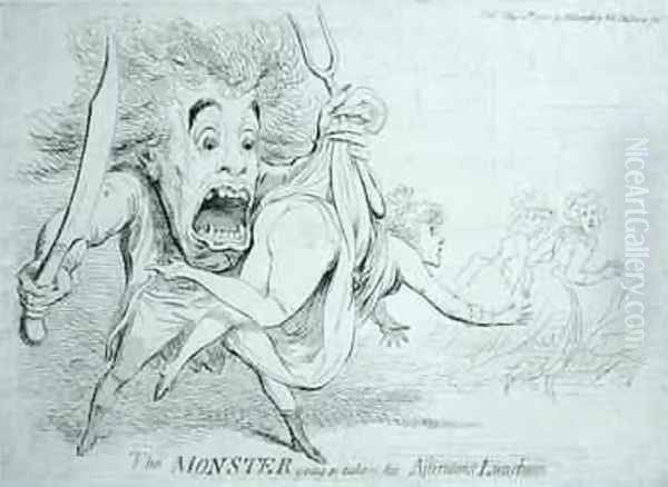 The Monster going to take his Afternoons Luncheon Oil Painting by James Gillray