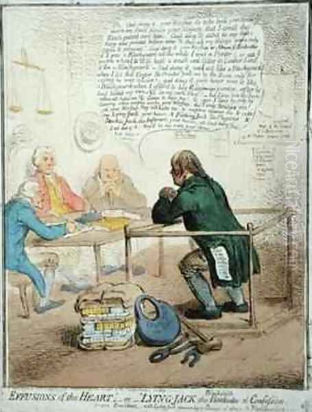 Effusions of the Heart or Lying Jack the Blacksmith at Confession Oil Painting by James Gillray