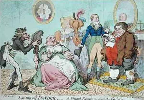 Leaving off Powder or A Frugal Family saving the Guinea Oil Painting by James Gillray