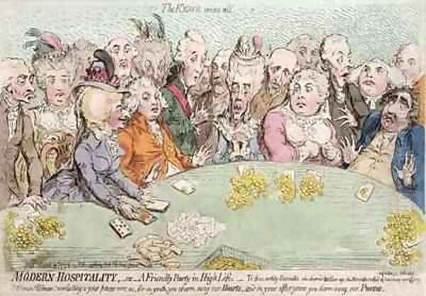 Modern Hospitality or A Friendly Party in High Life Oil Painting by James Gillray