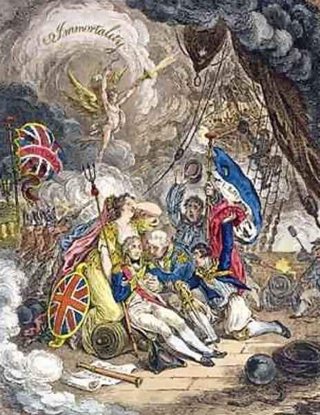 The Death of Admiral Lord Nelson at the Moment of Victory Oil Painting by James Gillray