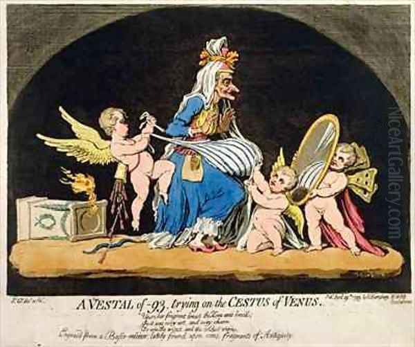 A Vestal of 93 trying on the Cestus of Venus Oil Painting by James Gillray