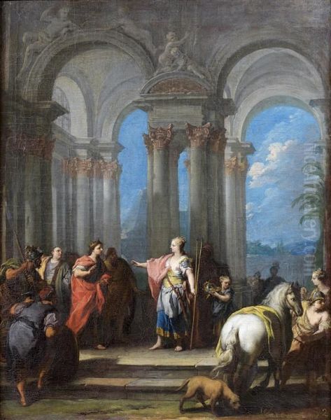 La Rencontre D'antoine Et Cleopatre Oil Painting by Jacopo (Giacomo) Amigoni