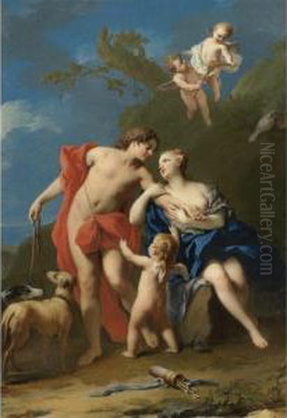 Venus And Adonis Oil Painting by Jacopo (Giacomo) Amigoni