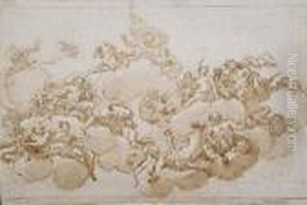 Projet De Plafond Avec Les Dieux De L'olympe Oil Painting by Jacopo (Giacomo) Amigoni