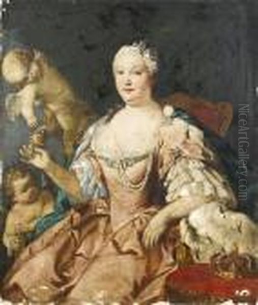 Portrait Of Maria Barbara Of Braganza Oil Painting by Jacopo (Giacomo) Amigoni