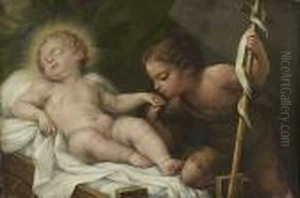 Saint Jean-baptiste Et L'enfant Jesus Oil Painting by Jacopo (Giacomo) Amigoni