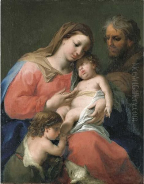 The Holy Family With The Infant Saint John The Baptist Oil Painting by Jacopo (Giacomo) Amigoni