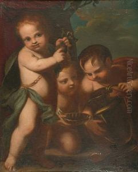 3 Putti Oil Painting by Jacopo (Giacomo) Amigoni