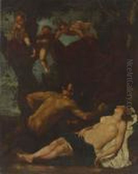 Giove E Antiope Oil Painting by Jacopo (Giacomo) Amigoni