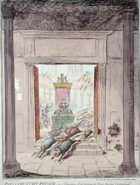 Parliamentary Reform or Opposition Rats leaving the House they had Undermined Oil Painting by James Gillray