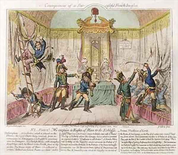 Consequences of a Successful French Invasion or We Explain de Rights of Man to the Noblesse Oil Painting by James Gillray