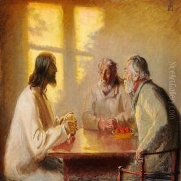 The Supper At Emmaus Oil Painting by Michael Ancher