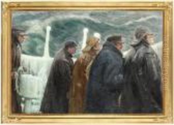 At The Bridge Oil Painting by Michael Ancher