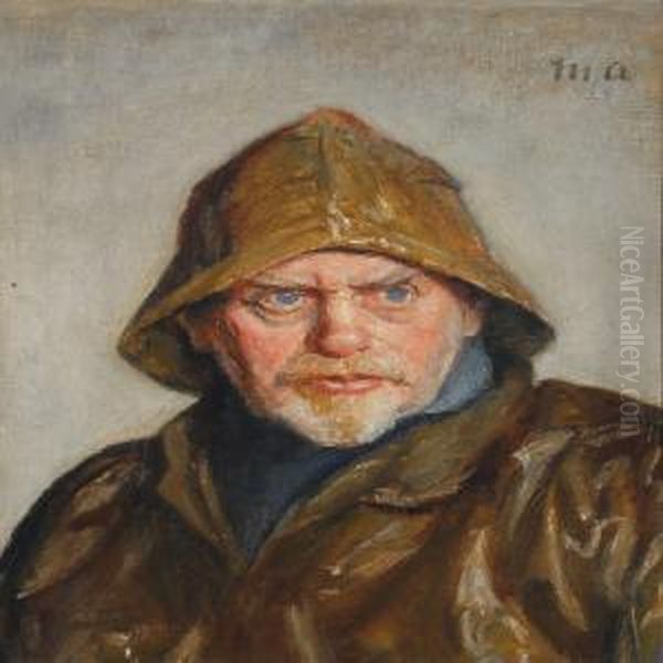 Portait Of A Fisherman From Skagen Oil Painting by Michael Ancher