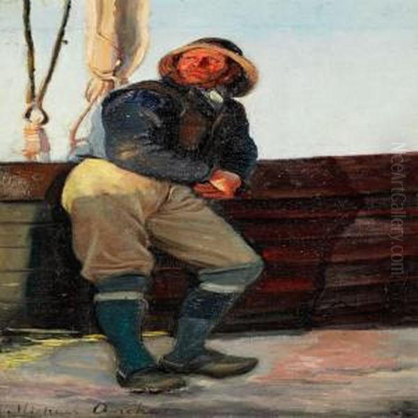 Fisherman From Skagen Oil Painting by Michael Ancher