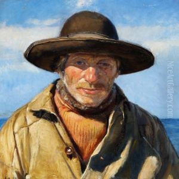 Fisherman In Sunlight Oil Painting by Michael Ancher