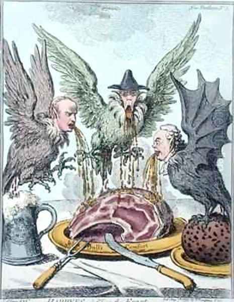 Harpyes Destroying the Feast Oil Painting by James Gillray