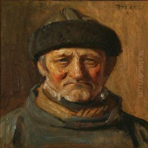 Portrait Of A Fisherman Oil Painting by Michael Ancher