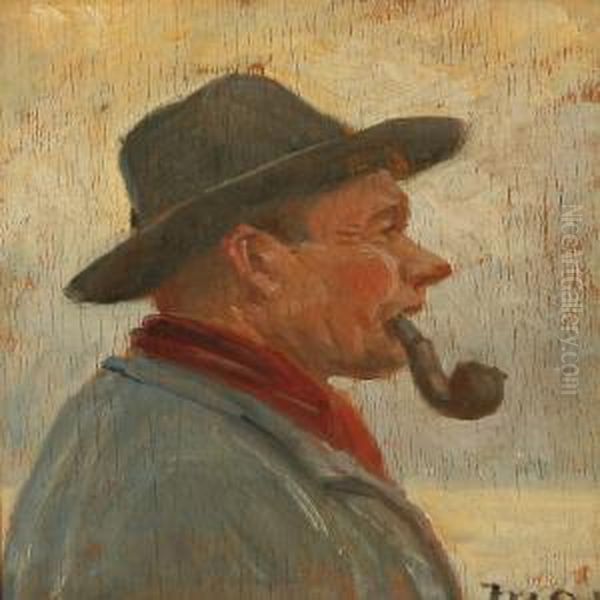 A Fisherman With A Pipe Oil Painting by Michael Ancher