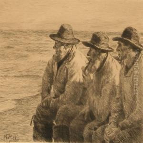 Three Fishermen Oil Painting by Michael Ancher