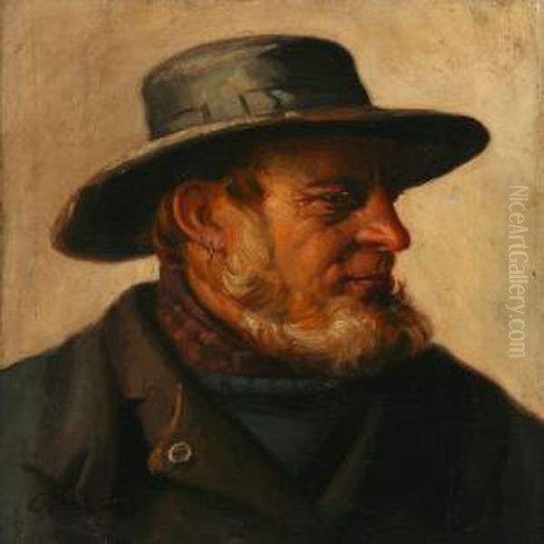 A Fisherman From Theskaw, Denmark Oil Painting by Michael Ancher