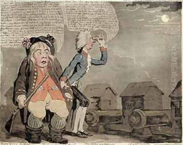 John Bull Botherd or The Geese alarming the Capitol Oil Painting by James Gillray