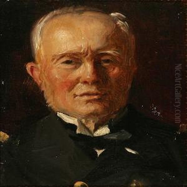 Portrait Of The Danishadmiral Carl Adolph Bruun Oil Painting by Michael Ancher