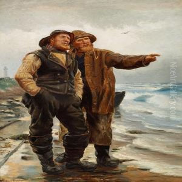 Two Fishermen Oil Painting by Michael Ancher