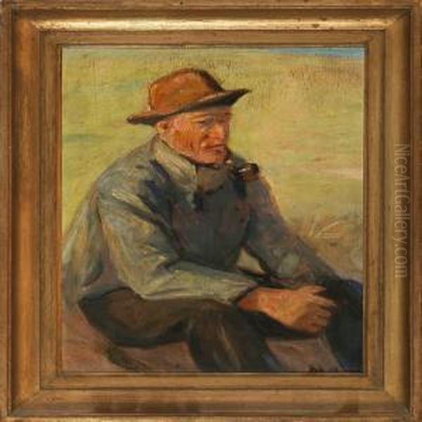 A Fisherman Oil Painting by Michael Ancher