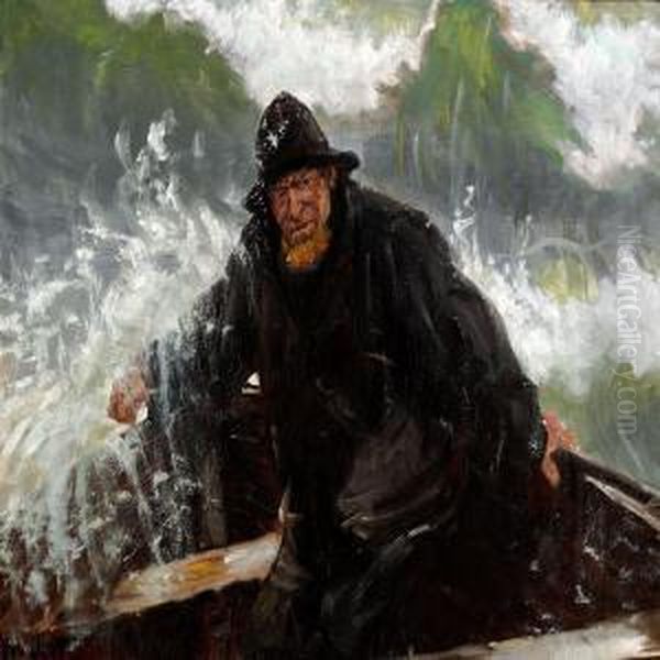 Through Thesurf Oil Painting by Michael Ancher