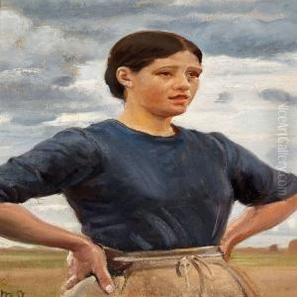 Marie In Thefield Oil Painting by Michael Ancher