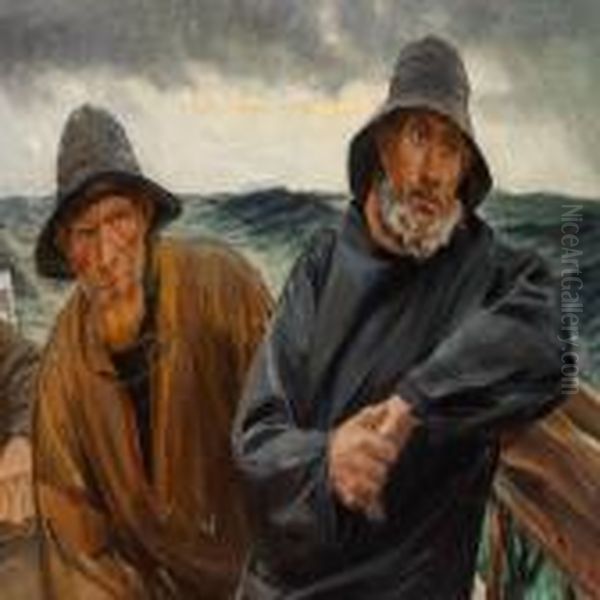 Fishermen From Skagen Oil Painting by Michael Ancher