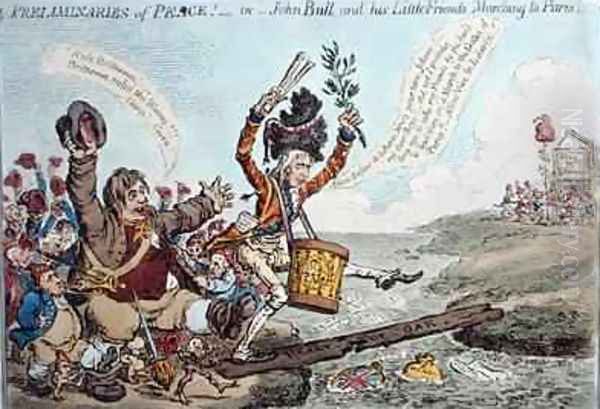 Preliminaries of Peace or John Bull and his Little Friends Marching to Paris Oil Painting by James Gillray