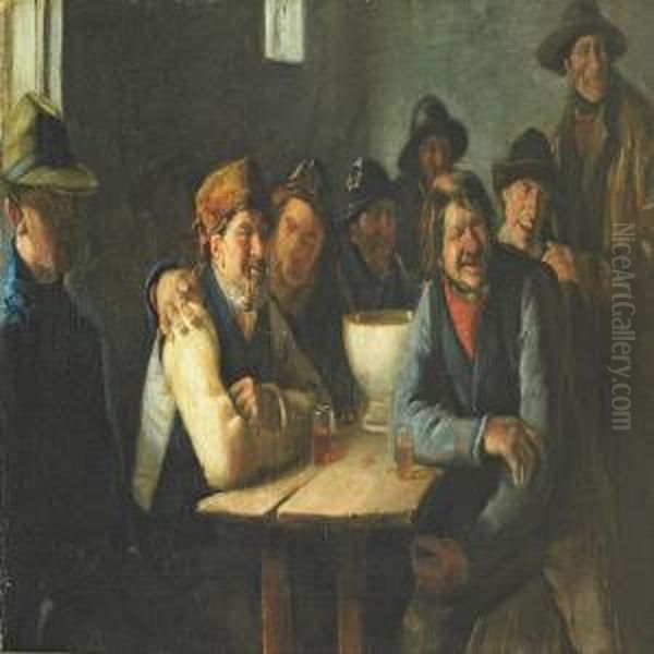 Gaihede At The Inn Oil Painting by Michael Ancher