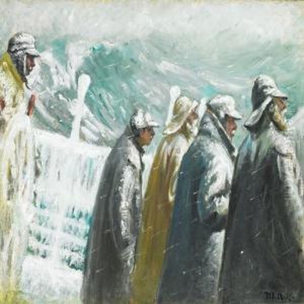 Covered With Ice Oil Painting by Michael Ancher