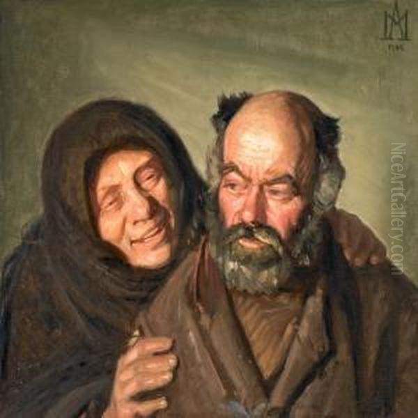 Bonatzi And Merry Elsie Oil Painting by Michael Ancher