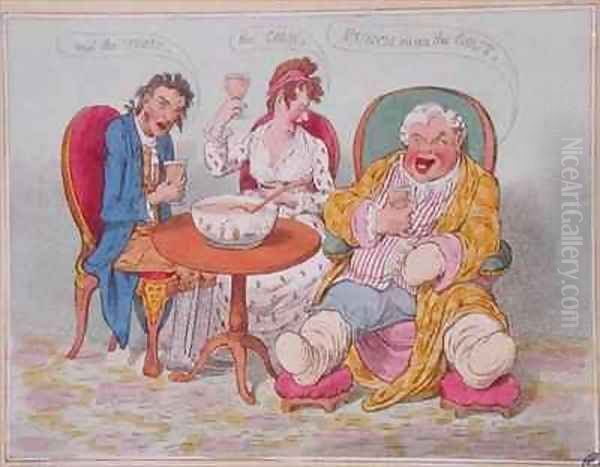 Punch Cures the Gout the Colic and the Tisic 2 Oil Painting by James Gillray