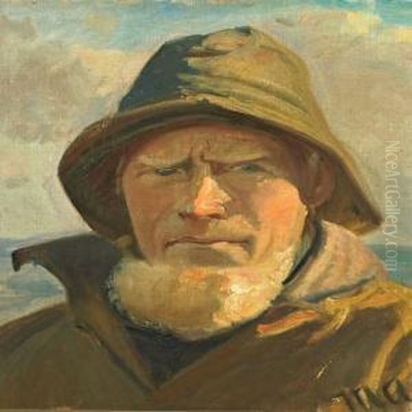 Portrait Of A Fisherman, Presumably Lars Andres Oil Painting by Michael Ancher