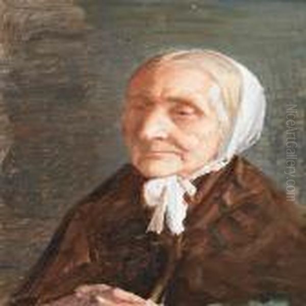 Portrait Of The Artist's Mother-in-law Oil Painting by Michael Ancher