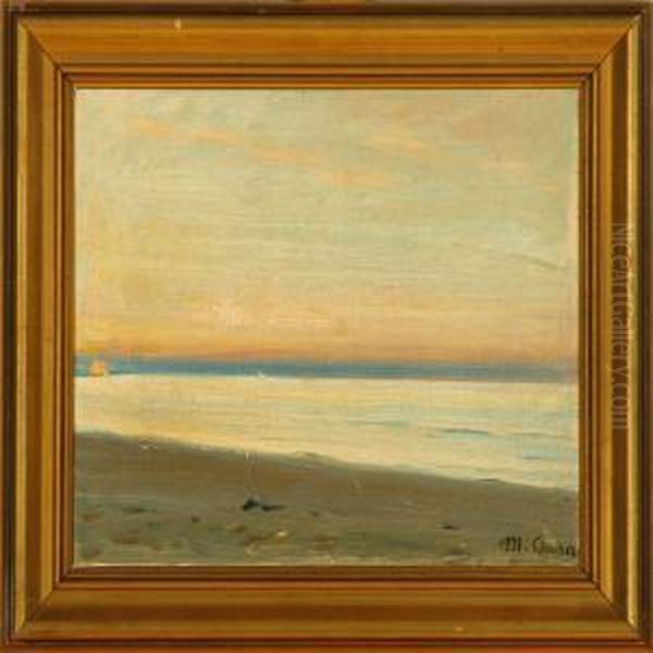 Sunset At Skagen Beach, Denmark Oil Painting by Michael Ancher