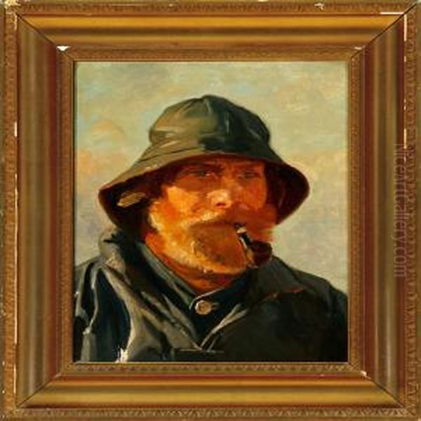 A Skagen Fischerman Oil Painting by Michael Ancher