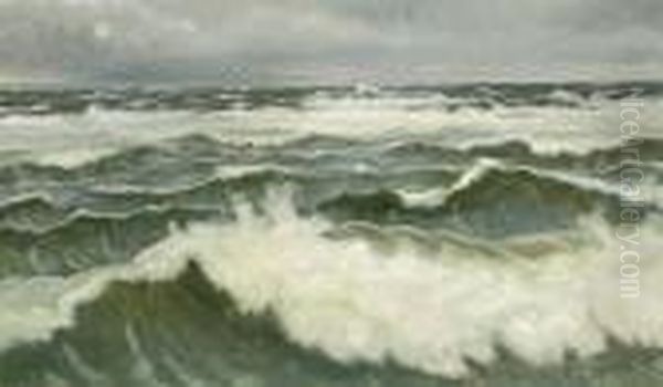 Breaking Waves Off Skagen Oil Painting by Michael Ancher