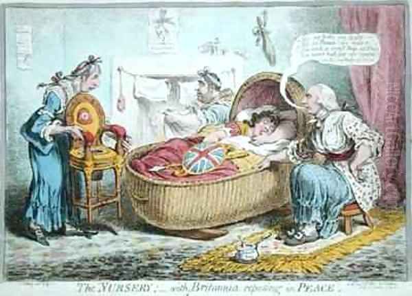 The Nursery with Britannia reposing in Peace Oil Painting by James Gillray