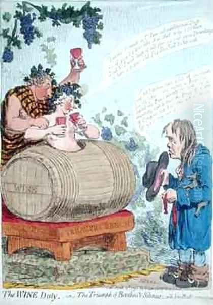 The Wine Duty or The Triumph of Bacchus and Silenus with John Bulls Remonstrance Oil Painting by James Gillray