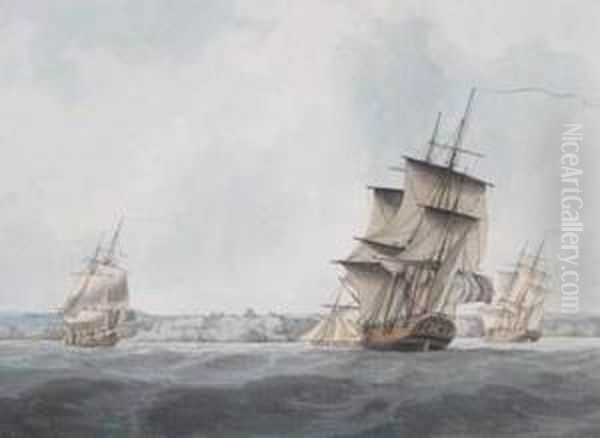 Shipping Off Scarborough Oil Painting by William Anderson