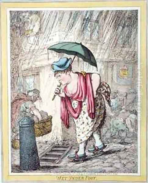 Wet Under Foot Oil Painting by James Gillray