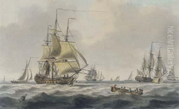 Royal Naval Frigates And Other Shipping In The Downs Oil Painting by William Anderson